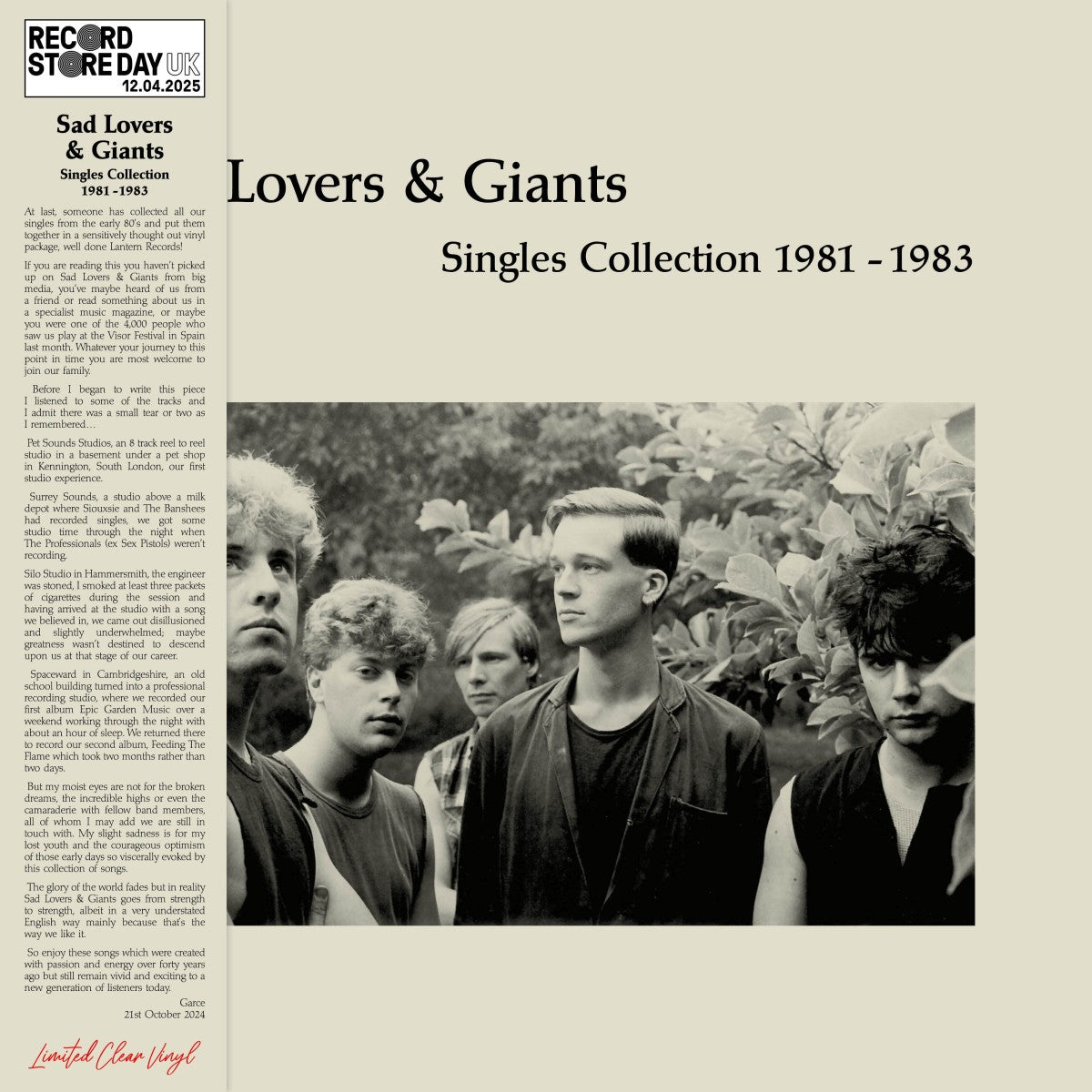 Sad Lovers & Giants - Singles Collection 1981-1983 – Clear Vinyl RSD 2025 Limited Edition