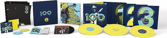 Caterina Caselli - 100 Minuti per Te – Box 3 LP blu/bianco/giallo +7” di Nessuno  Mi Può Giudicare + 2 CD + Book + Poster – Ed. Numerata